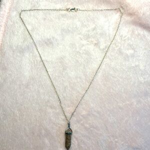 Natural Stone Silver Necklace! handmade